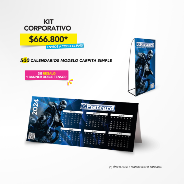 Kit Corporativo - 500 Calendarios Personalizado + Banner Doble Tensor de Regalo