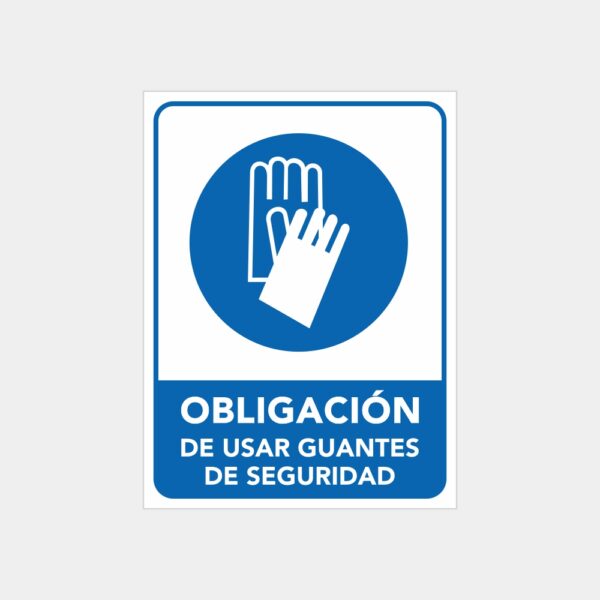 Cartel de Señalización Obligación de Usar Guantes de Seguridad Línea Obligación